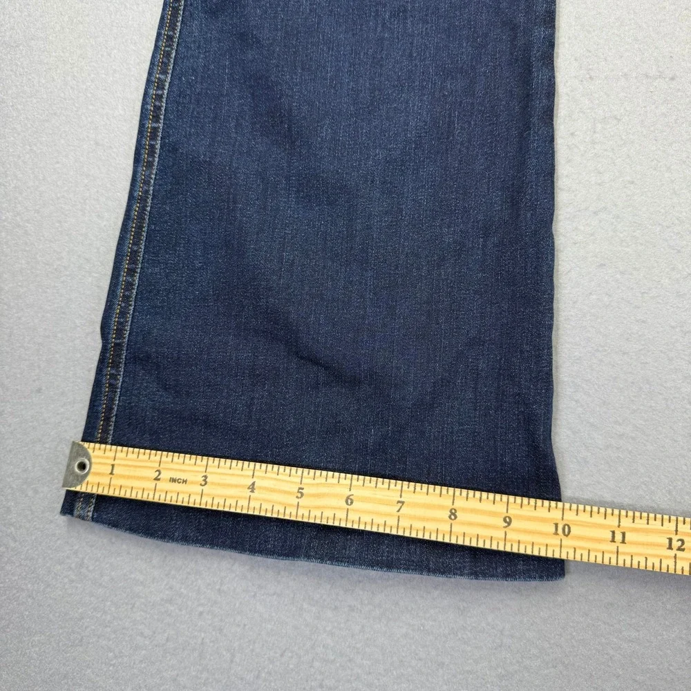 Spanx Womens Flare Jeans Dark Wash Blue Pull On Stretch Denim Size Large L/G